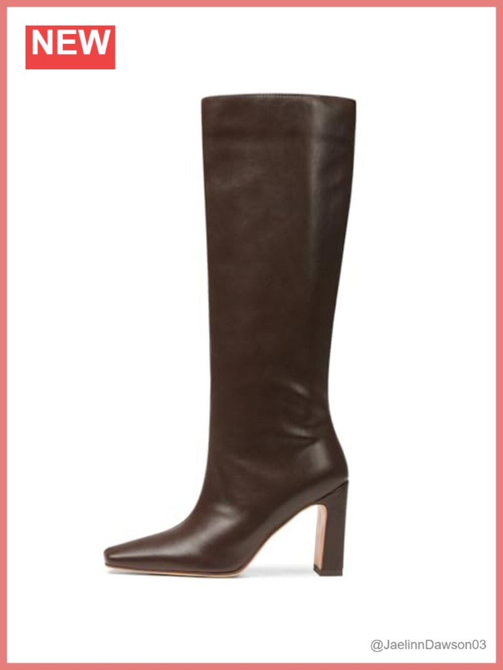 Women's Knee High Chunky Heel Boots Square Toe Side Zip Faux Leather